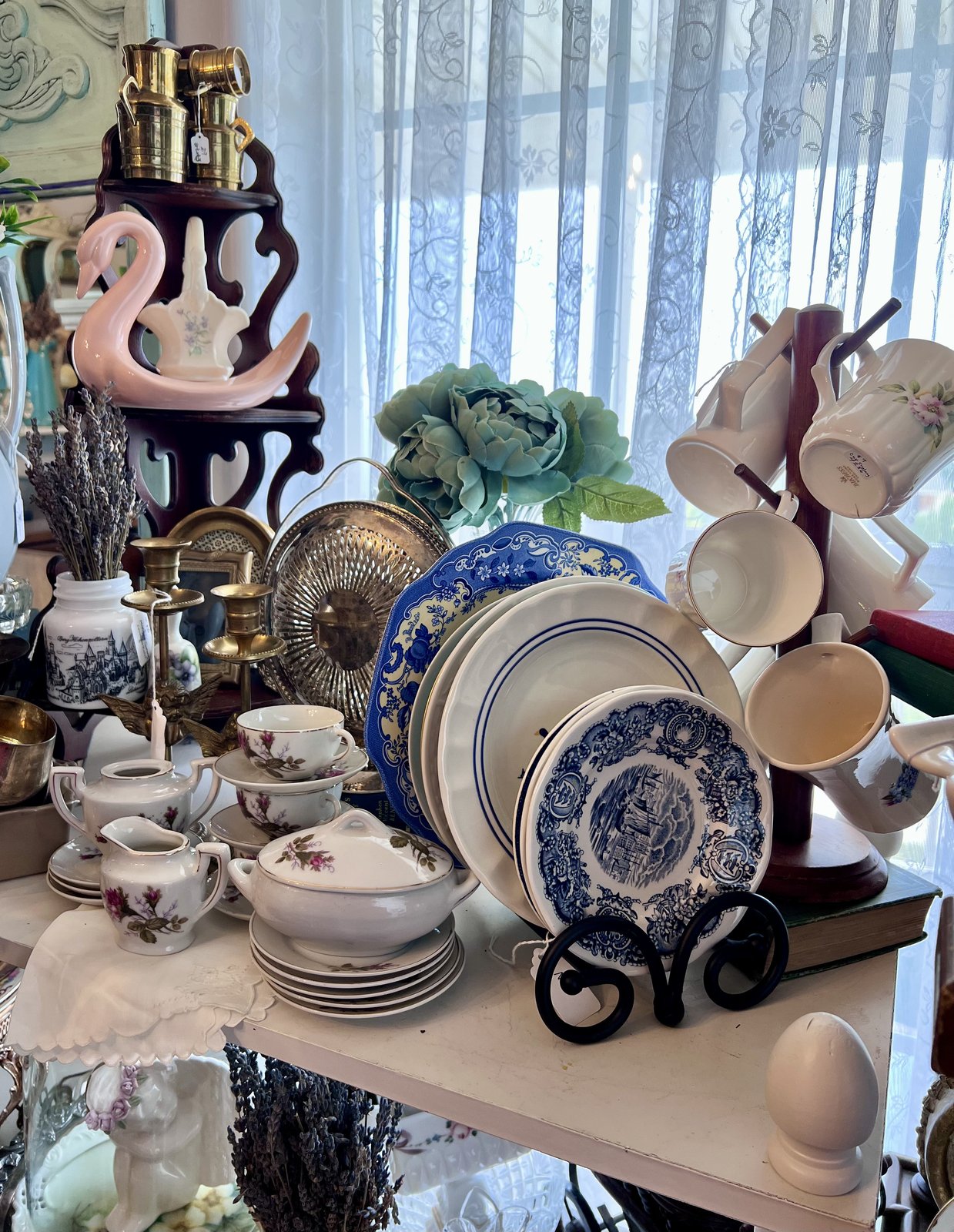 A curated shelf of vintage finds
