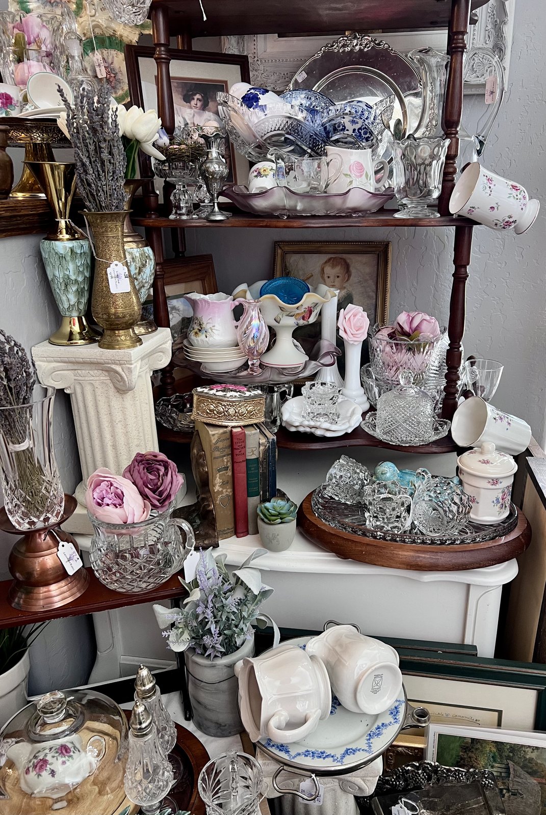 A curated shelf of vintage finds
