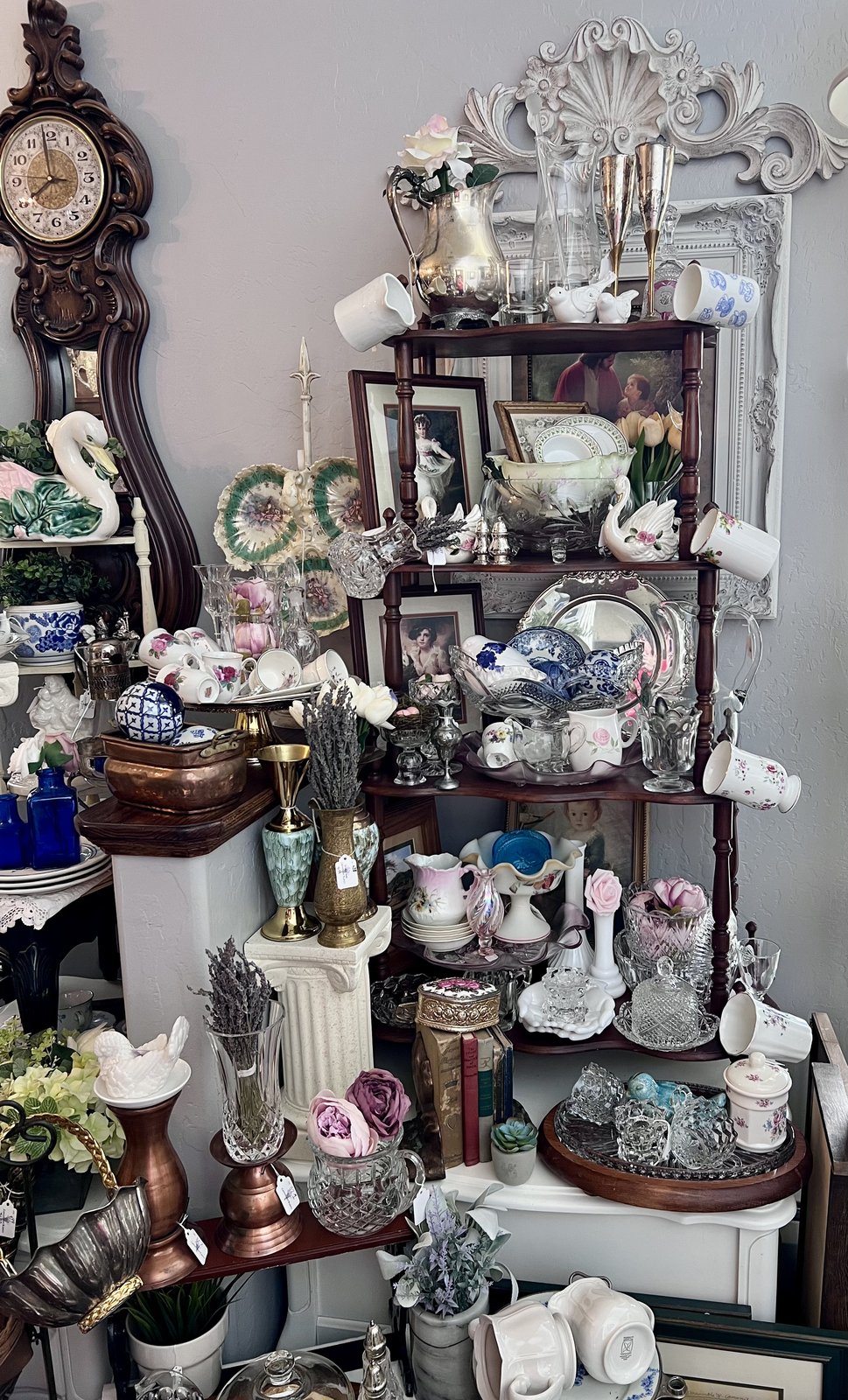 A curated shelf of vintage finds