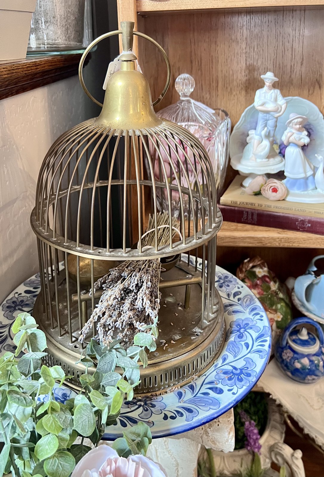 A curated tablescape of vintage finds