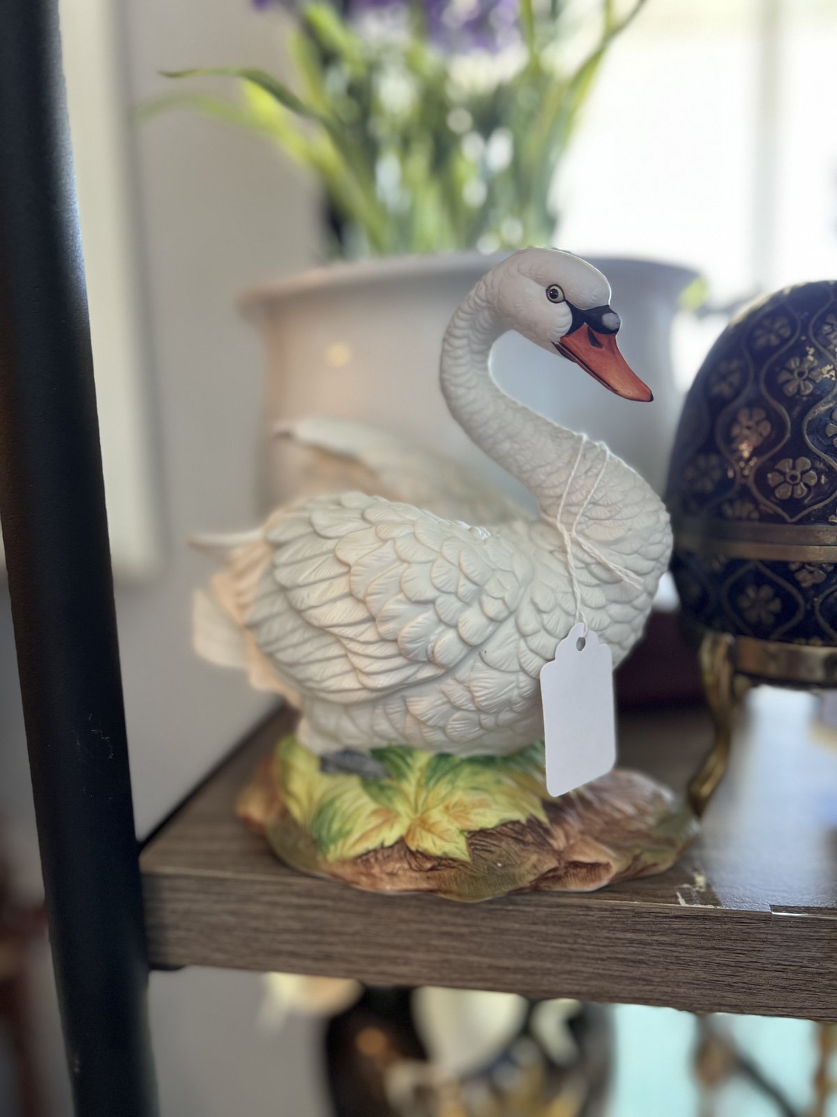 Hand-painted porcelain swan figurine
